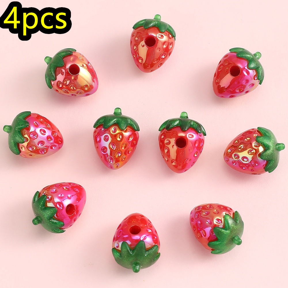 4/10pcs 16mm Pink Strawberry Resin Beads
