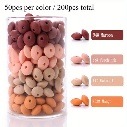 200pcs 6x12mm Mixed Color Abacus Silicone Beads