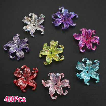 20/40pcs 37x42mm Transparent Acrylic Iris Flower Beads
