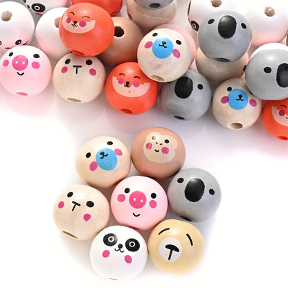 10PCS 20mm Animal-Themed Wooden Bead Set