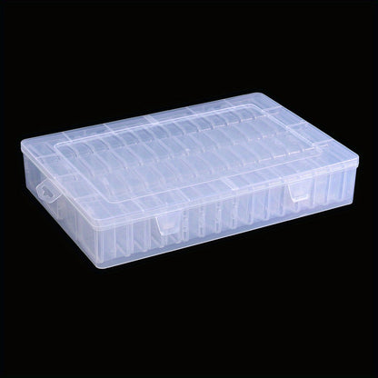 64-Grid Clear Plastic Storage Box with Adjustable Dividers