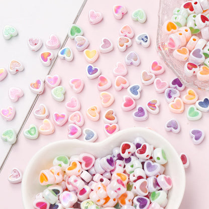 Shiny Heart Acrylic Spacer Beads