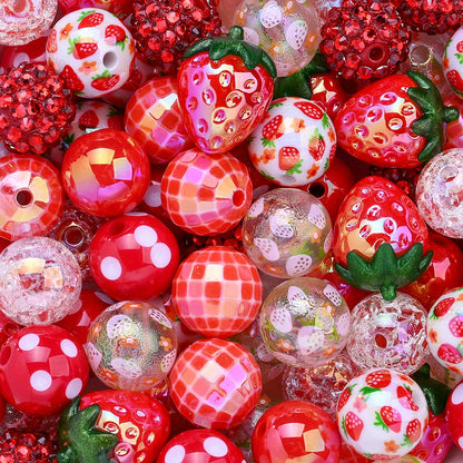 20pcs/set Strawberry Series Resin Beads Set