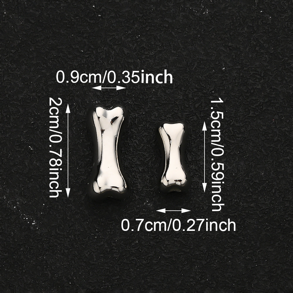30/50pcs 15/20mm Golden & Silvery Bone-Shaped CCB Beads