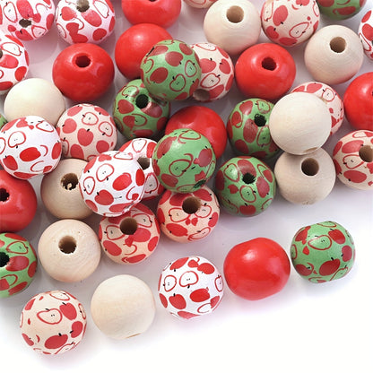 Apple Pattern Wooden Beads