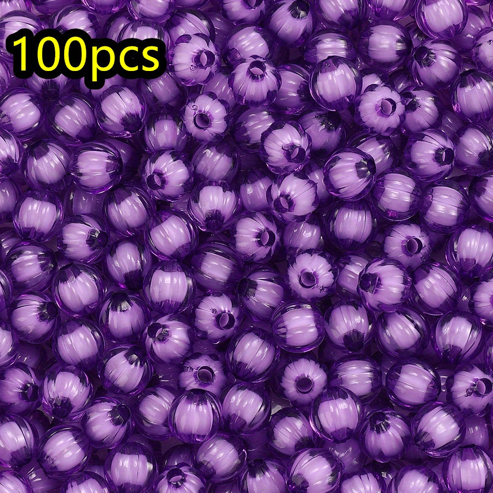 100/200pcs 8/10mm Transparent Inner Color Pumpkin Acrylic Beads