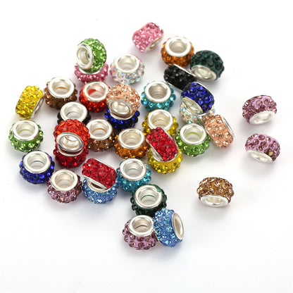 50pcs 11mm Large Hole Rhinestone Alloy Beads