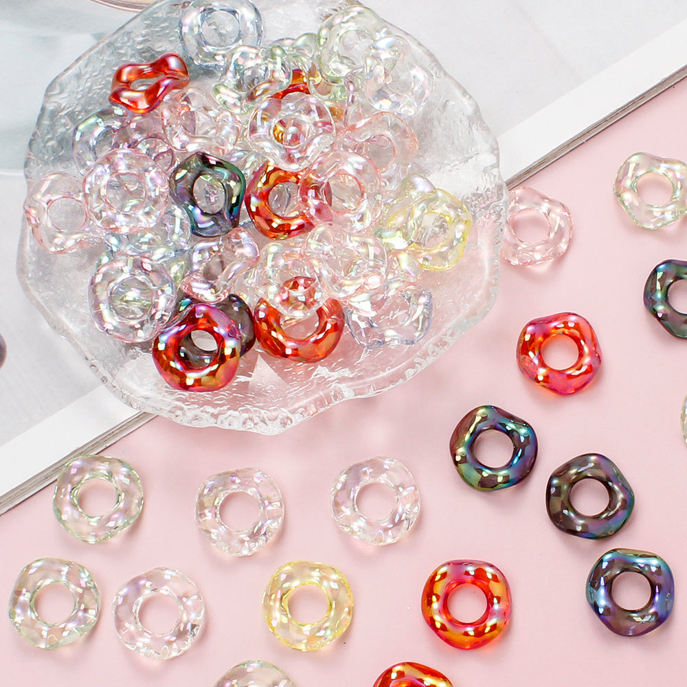 20pcs 16mm Shiny Acrylic Wave Ring Beads