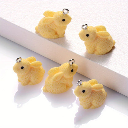 10PCS 16×21mm Colorful Rabbit Resin Pendant Set