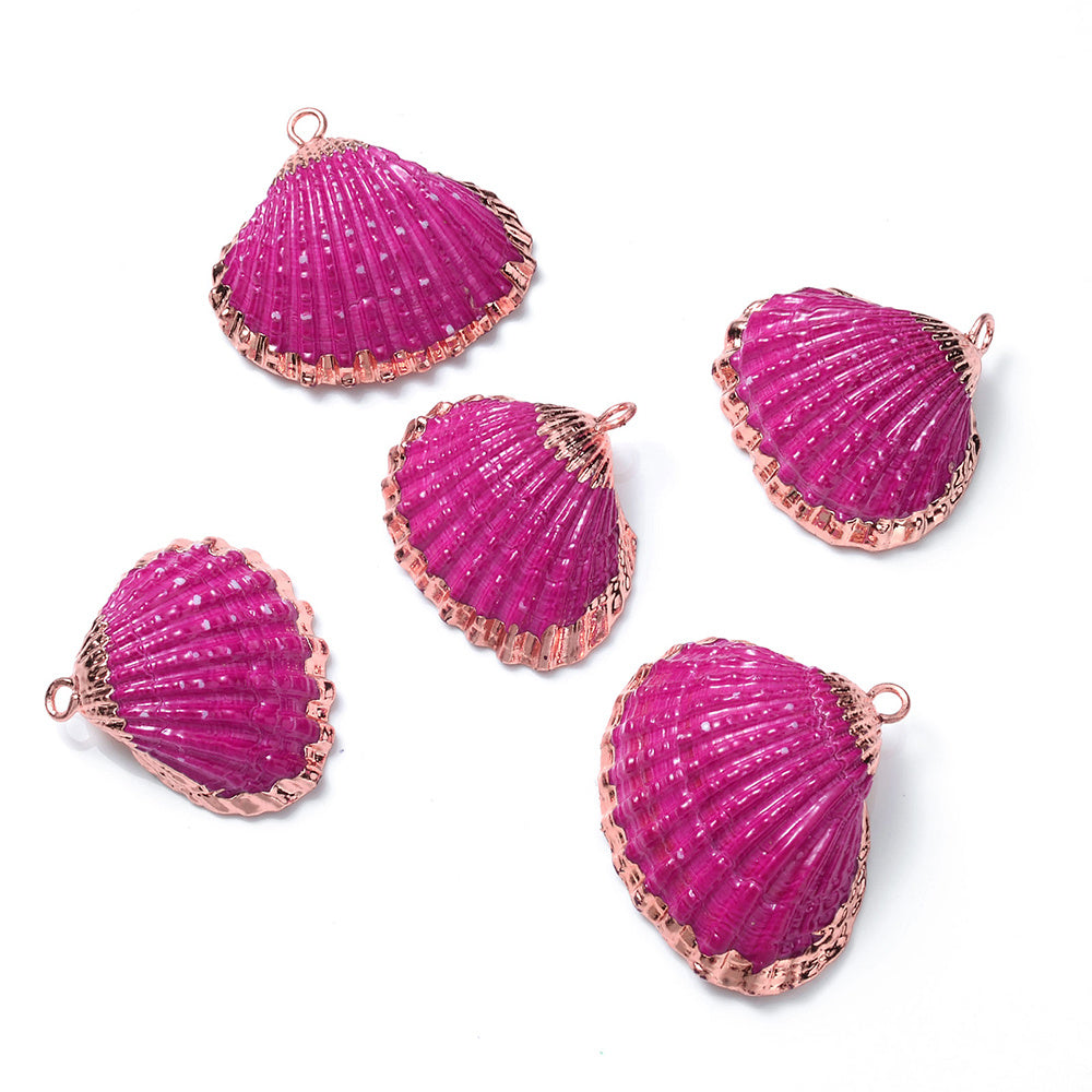 Colorful Gold-Trimmed Shell Pendant Charms