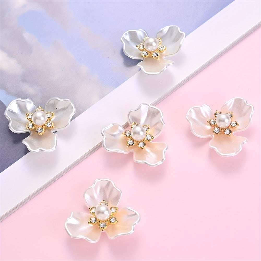 Rhinestone Triple-Petal Flower Charms