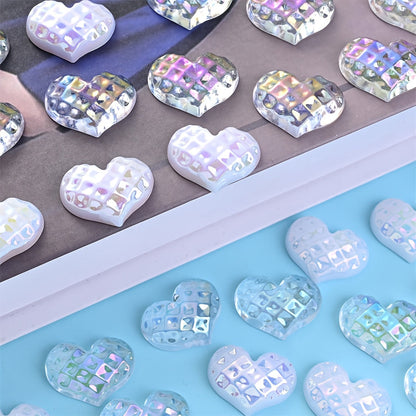 Transparent White Heart Flatback Embellishments