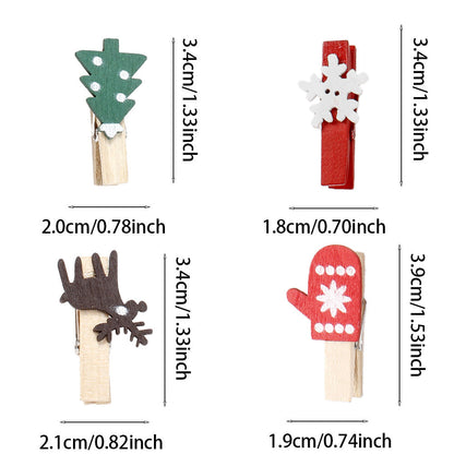 Christmas Wooden Mini Clips