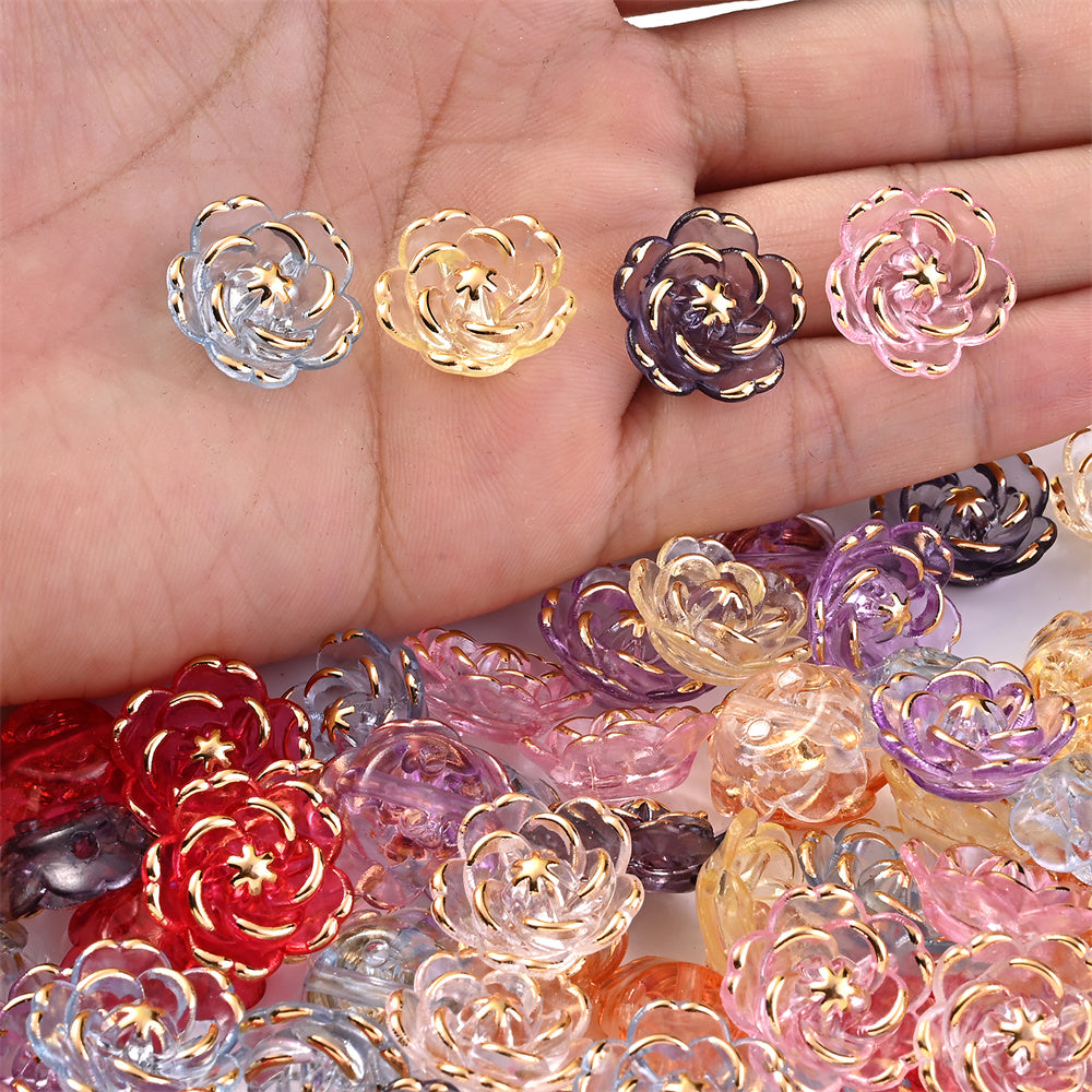 Transparent Camellia Flower Acrylic Beads