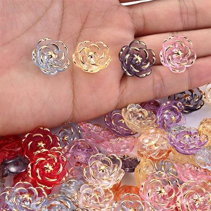 Transparent Camellia Flower Acrylic Beads