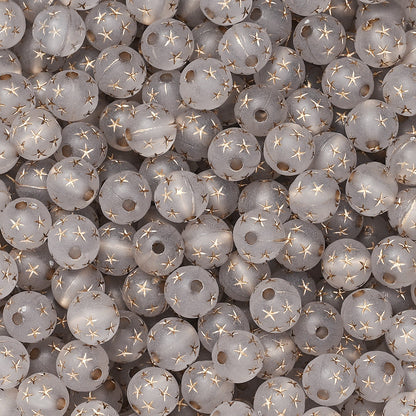 Frosted Acrylic Star Print Round Beads