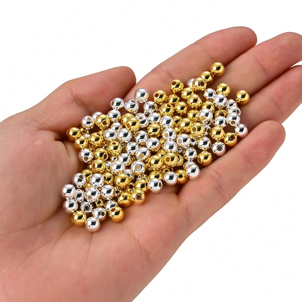 400pcs 6mm Golden Silvery Round CCB Spacer Beads