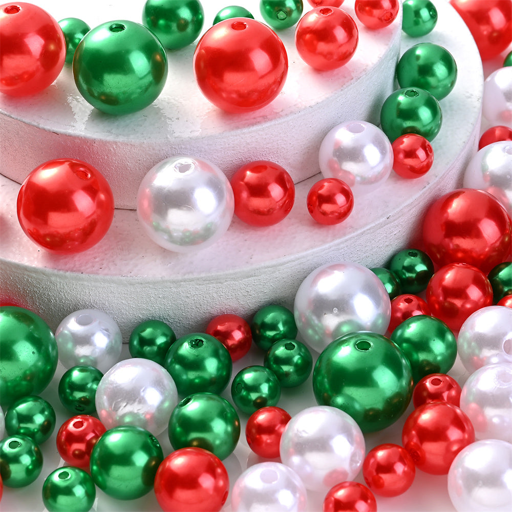 About 100pcs Christmas Acrylic Round Beads