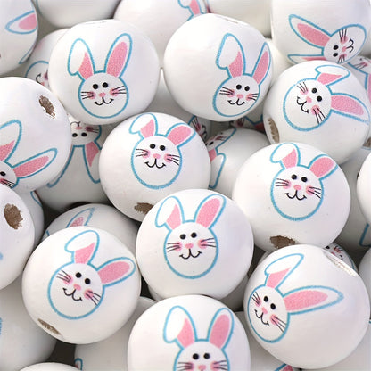 10PCS 16mm Happy Easter Wooden Bead Set