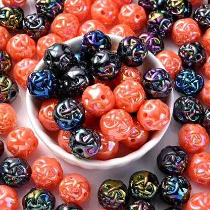 100pcs 15mm 3D Woven Yarn Balls Pumpkin Acrylic Beads