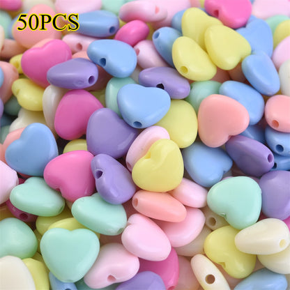50pcs 12x11mm Heart-Shaped Acrylic Beads