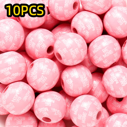 10pcs/set 16mm Heart-Shaped Printed Wooden Beads