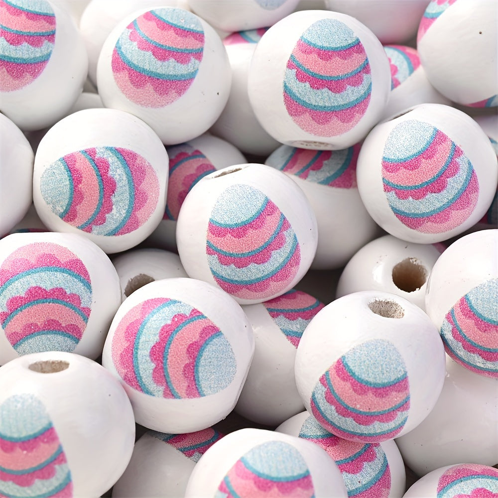 10PCS 16mm Happy Easter Wooden Bead Set