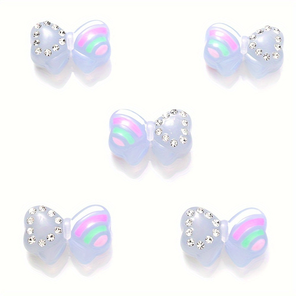 5PCS 16×24mm Luminous Bow Acrylic Bead Set