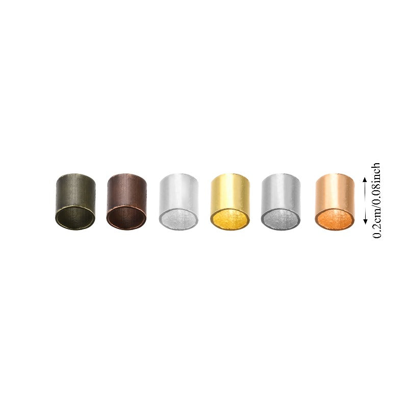 500pcs Golden & Silvery Copper Crimp End Beads