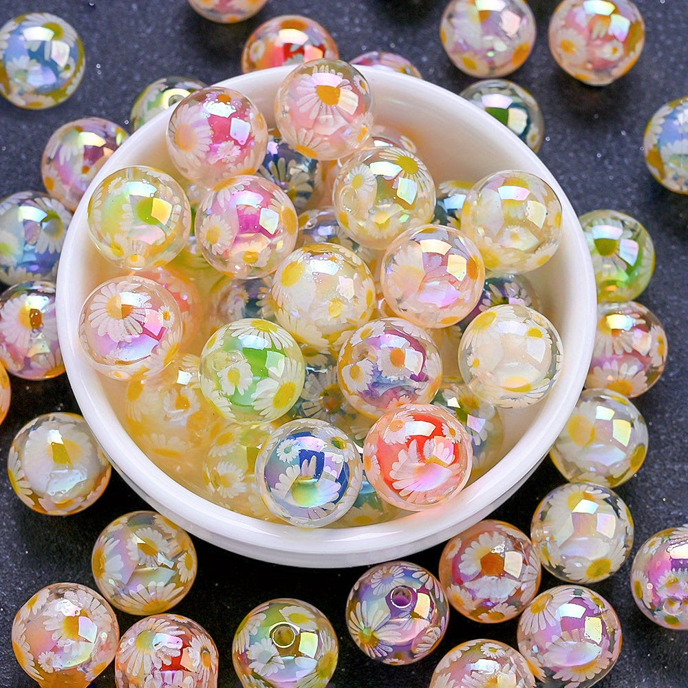 10pcs 16mm Hand-Painted Daisy Acrylic Beads