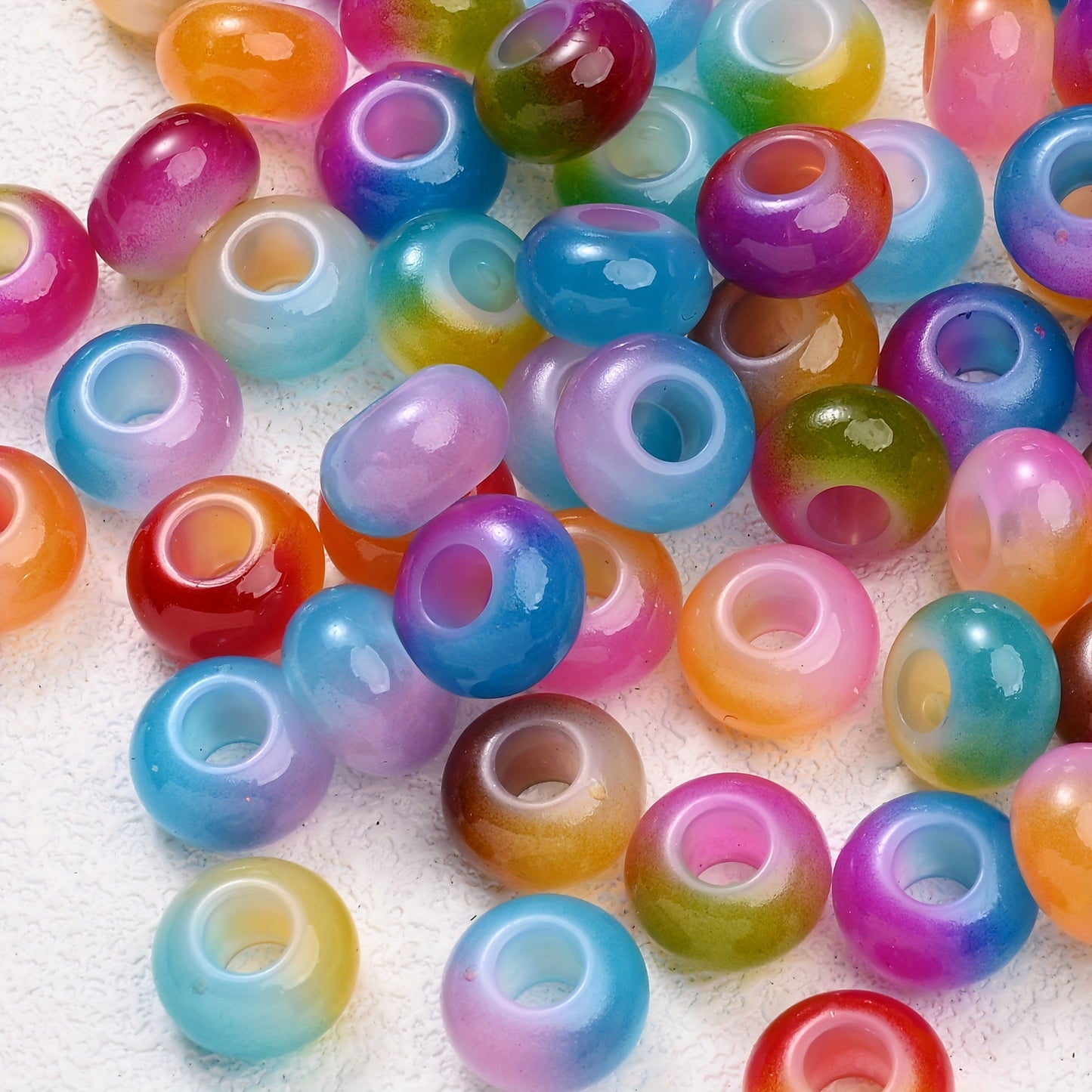 Glossy Two-Color Acrylic Large Hole Spacer Beads