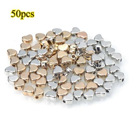 50pcs Heart-Shaped Acrylic Love Spacer Beads