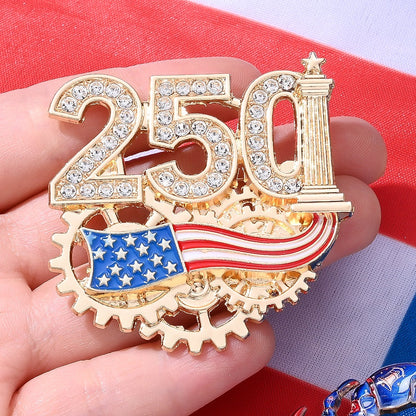 Independence Day Rhinestone Brooch Set