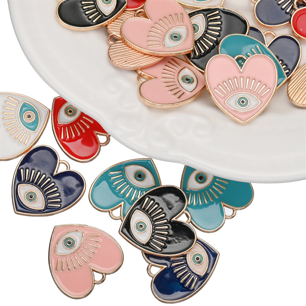 Evil Eye Heart Pendants Charms