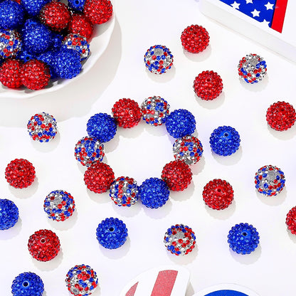 Patriotic Rhinestone Ball Beads