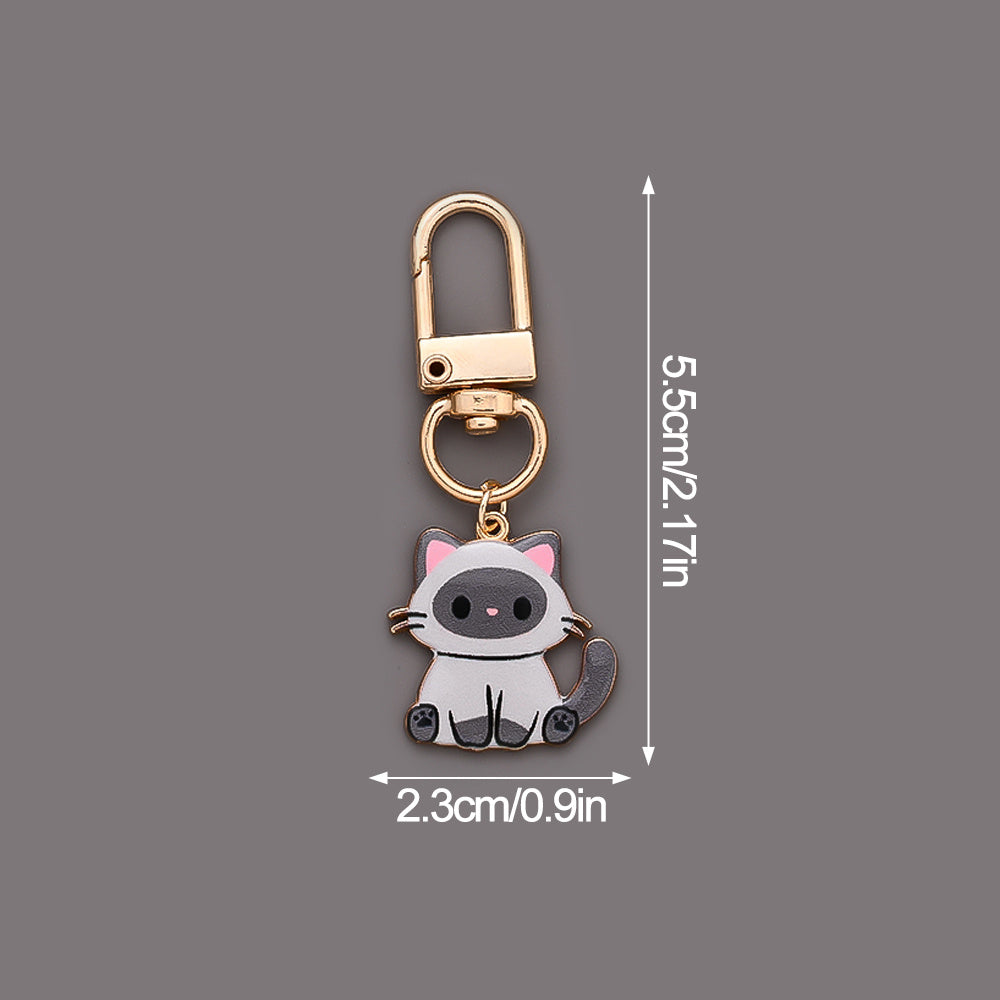 Mini Enamel Cat Keychain Set