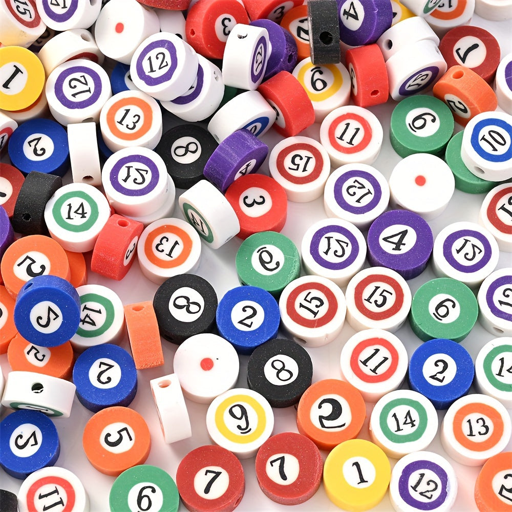 50pcs Mixed Color Number Pattern Polymer Clay Beads