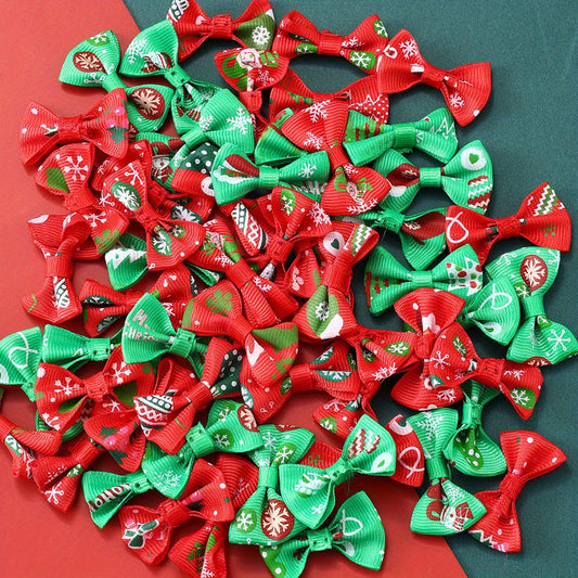 Christmas Pattern Polyester Bow Embellishments