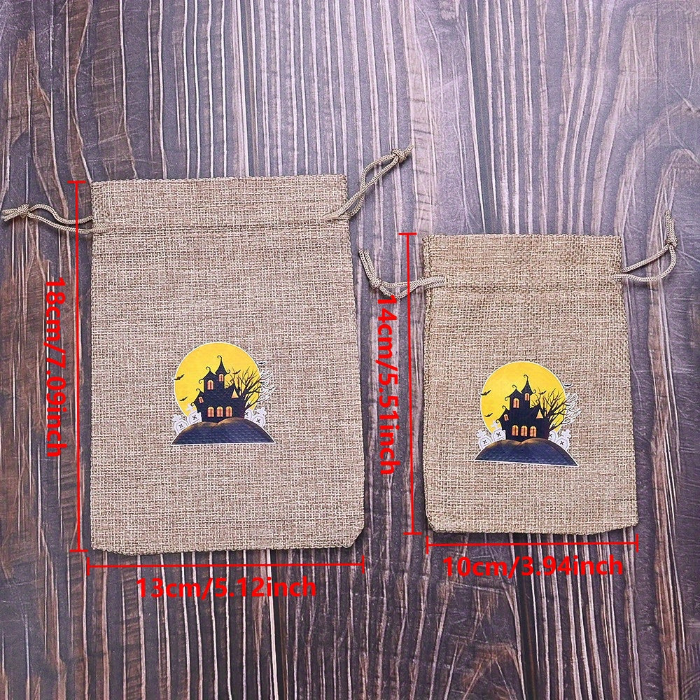 10PCS Reusable Halloween Drawstring Gift Bag Set