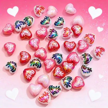 10pcs 20x22mm AB Color Heart Acrylic Beads