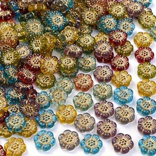 50pcs Mix Color Flower Acrylic Beads