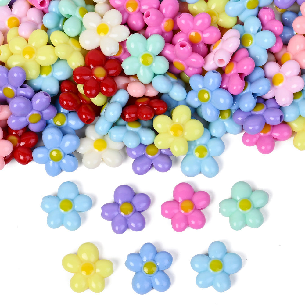 20pcs 21mm Egg-Shaped Flower Acrylic Beads