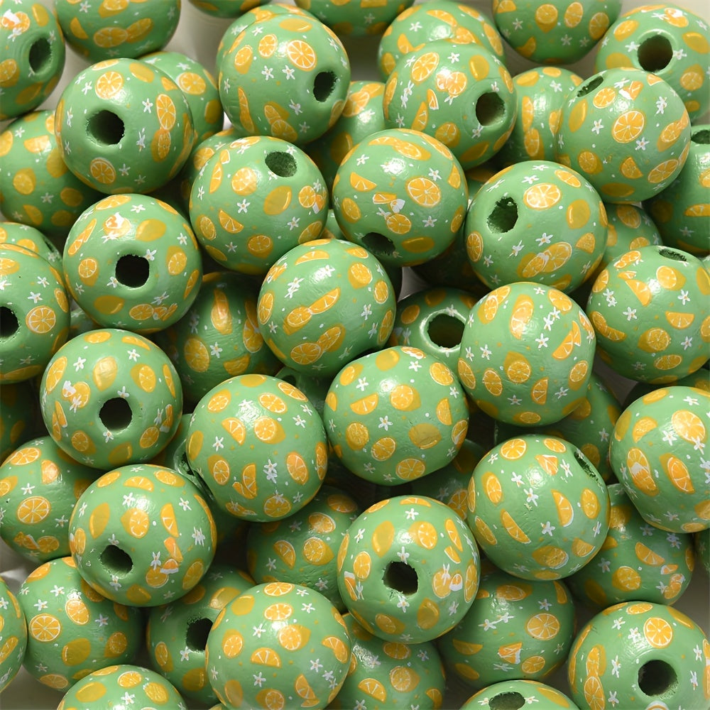 10PCS 16mm Green Round Wooden Bead Set