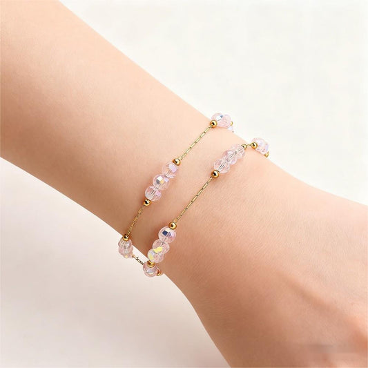 1m Colorful Shiny Pink Glass Bead Chain