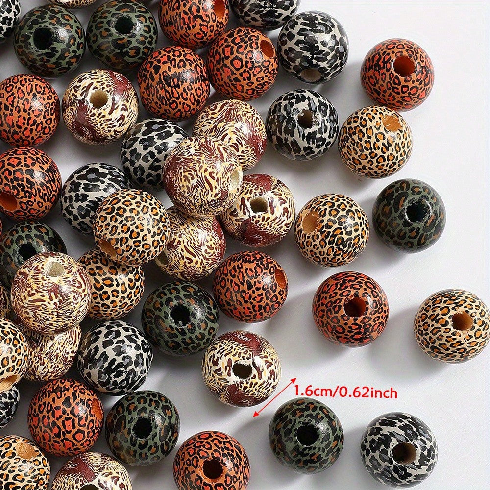 30pcs 16mm Mixed Pattern Wooden Beads