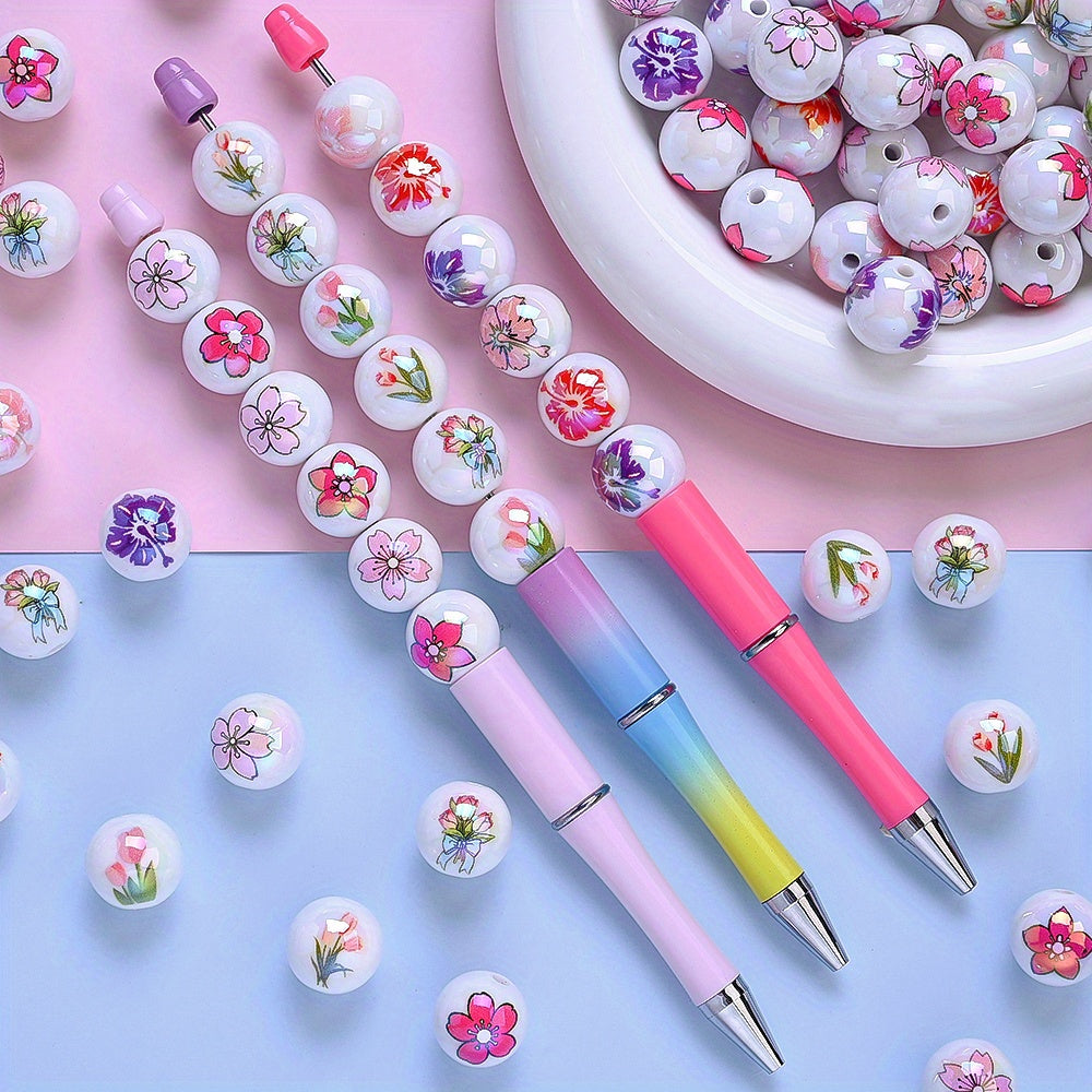 10pcs 16mm Pink Tulip Flower Acrylic Beads