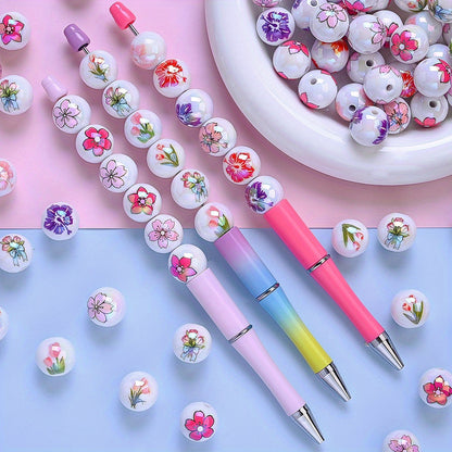 10pcs 16mm Pink Tulip Flower Acrylic Beads