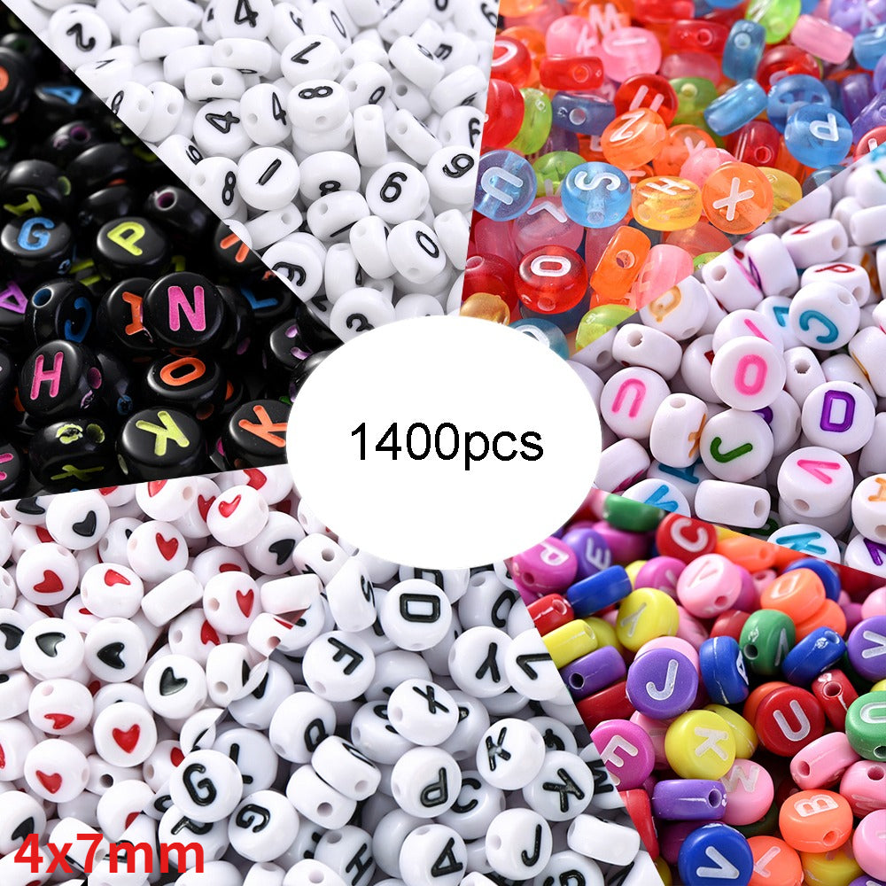 1000/1400PCS A-Z Mixed Color Acrylic Letter Bead Set