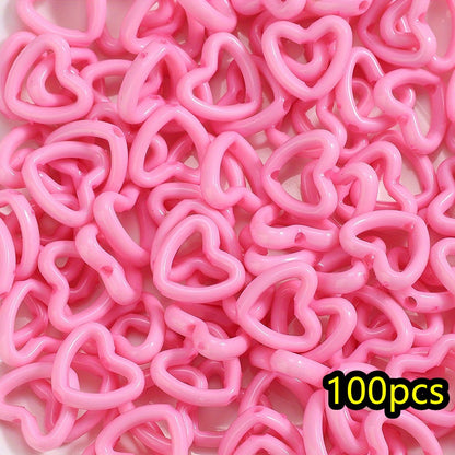 100pcs 15x16mm Macaron Color Heart Frame Wrapped Beads