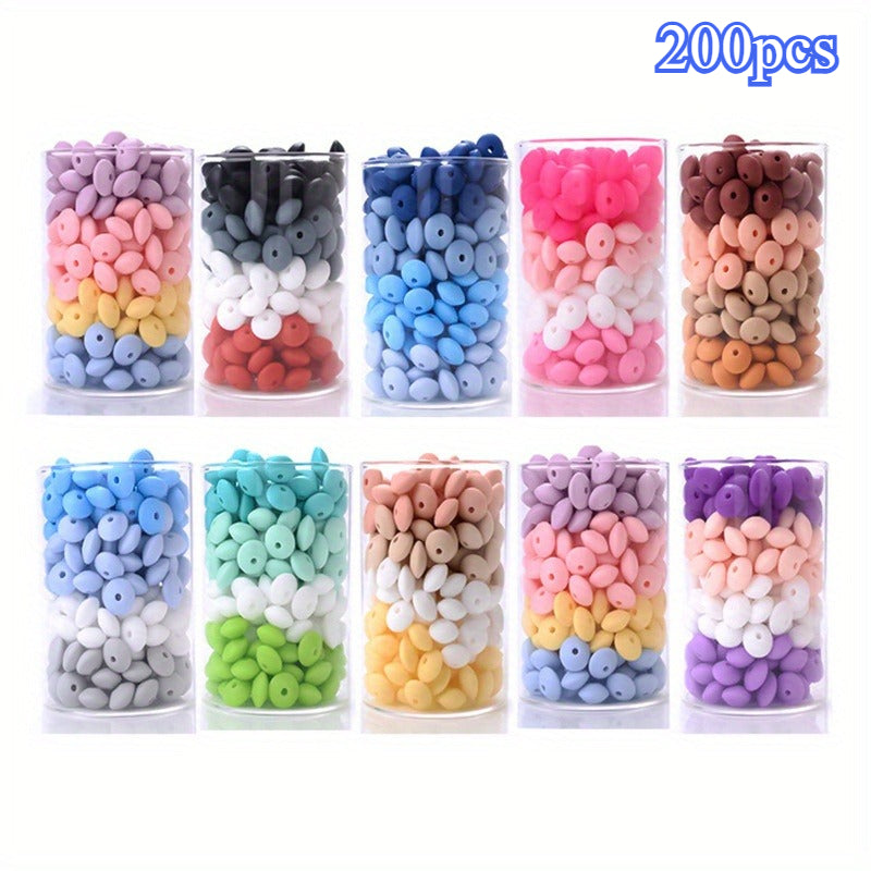 200pcs 6x12mm Mixed Color Abacus Silicone Beads